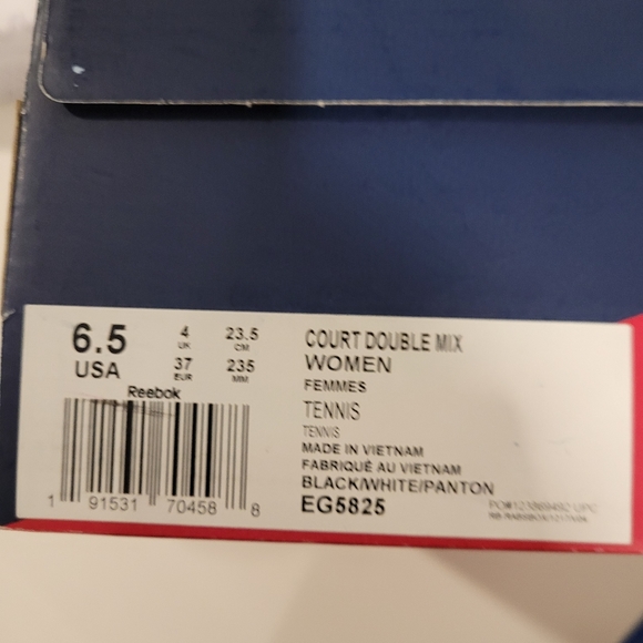 NWB NWT Reebok Court Double Mix Women's Black Leather Shoes White Soles 6.5 - Picture 14 of 15
